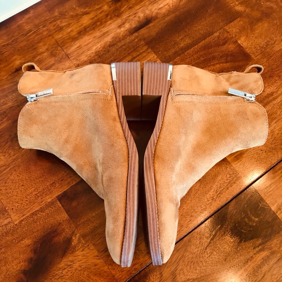 Calvin Klein Boots Dhara Brown Logo Buckle Ankle Booties Faux Suede I bought new - Picture 7 of 12